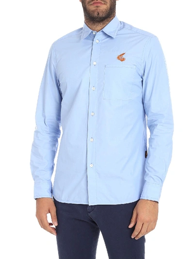 Shop Vivienne Westwood Anglomania Light Blue "chaos" Shirt With Patch Pocke