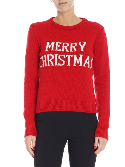 Shop Alberta Ferretti Merry Christmas Red Pullover
