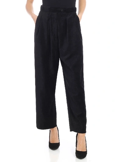 Shop Mcq By Alexander Mcqueen Black Velvet Trousers