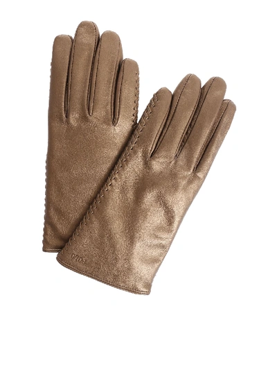 Shop Polo Ralph Lauren Bronze-colored Leather Gloves