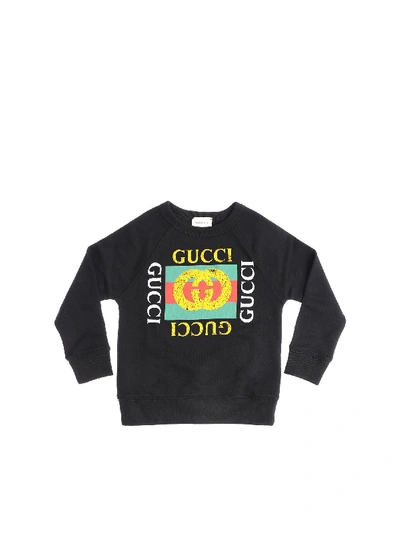 Shop Gucci Black Sweatshirt With Logo Print