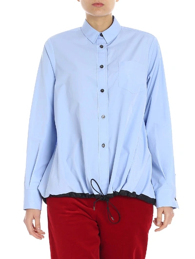 Shop Alberto Biani Overfit Light-blue Shirt With Black Drawstring In Light Blue
