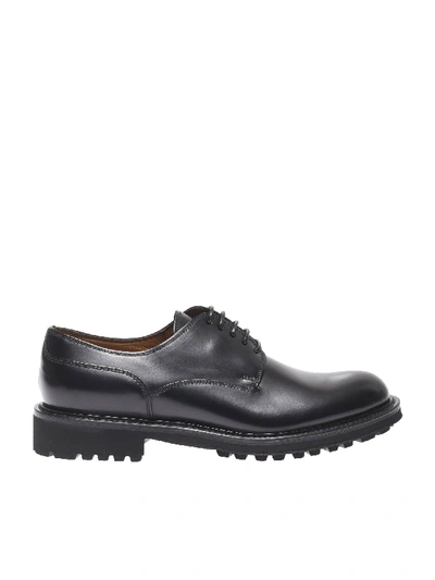 Shop Doucal's Black Oxford Shoes With Lug Sole