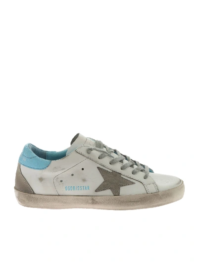 Shop Golden Goose Superstar White And Blue Sneakers