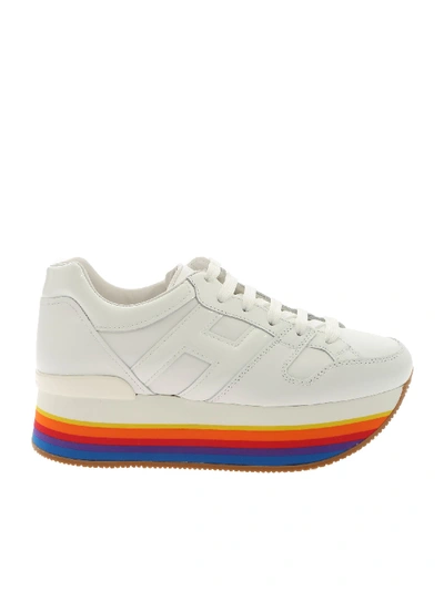 Shop Hogan H421 White Sneakers With Multicolor Sole