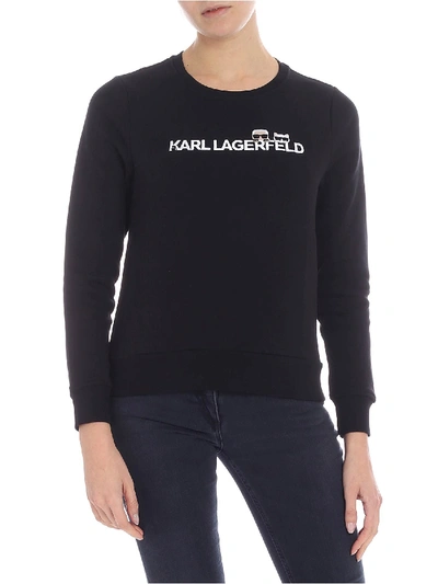 Shop Karl Lagerfeld Ikonik E Logo Black Sweatshirt