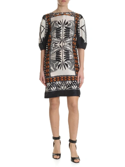 Shop Alberta Ferretti Ivory White Dress With Geometric Pattern