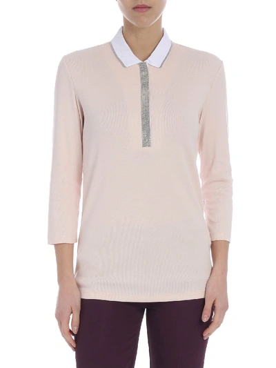 Shop Fabiana Filippi Pink Polo With Micro Beads Detail