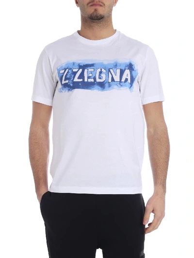 Shop Z Zegna Zzegna T-shirt In White With Logo Print