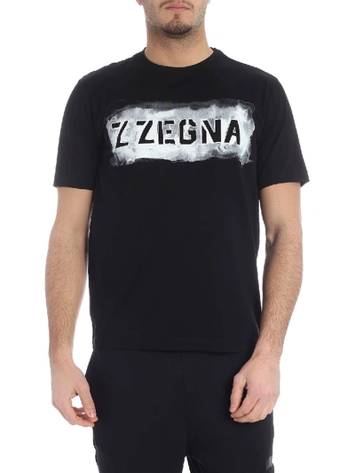 Shop Z Zegna Black T-shirt With Zzegna Logo