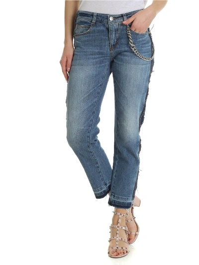 Shop Ermanno Scervino Boyfriend Jeans With Applied Chain In Light Blue