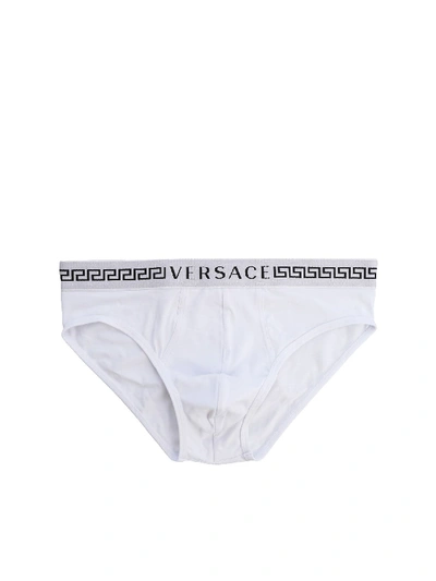 Shop Versace White Slip With Embroidered Logo