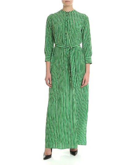 Shop Aspesi Long Green Dress In Pure Silk
