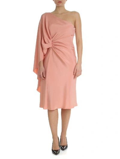 Shop Alberta Ferretti Pink Draped One-shoulder Dress