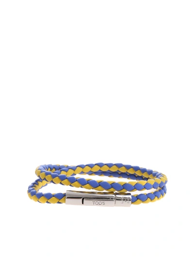 Shop Tod's My Colors Bracelet In Woven Leather In Multi