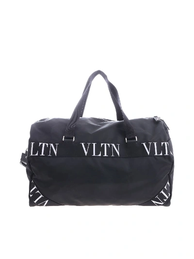 Shop Valentino Duffle Bag In Black With Branded Inserts