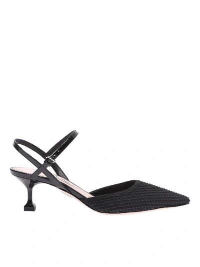 Shop Miu Miu Pointy Sandals With Mesh Insert In Black