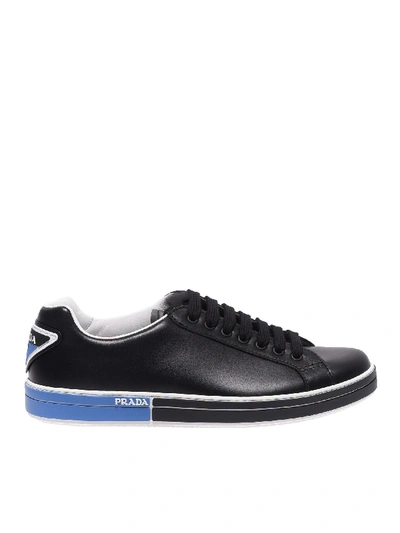 Shop Prada Sneakers In Black Leather With  Logo