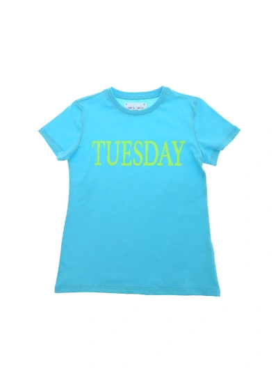 Alberta Ferretti Kids' Light Blue Girl T-shirt With Noen Green Writing |  ModeSens
