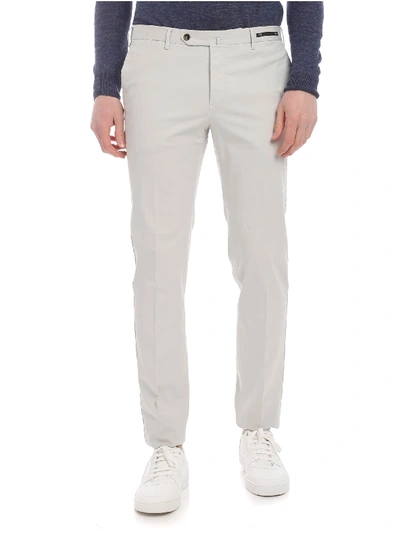 Shop Pt01 Super Slim Gray Stretch Cotton Trousers In Grey