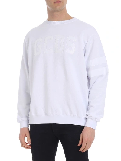 Shop Gcds White Sweatshirt With  Logo