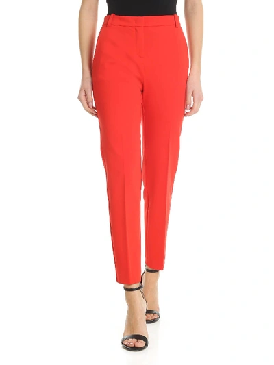 Shop Pinko Bello Red Trousers In Milano Fabric