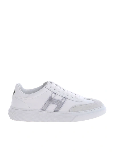 Shop Hogan H365 Sneakers In White With Silver Logo