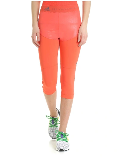 Shop Adidas By Stella Mccartney Run Tight Coral Color Leggings In Orange
