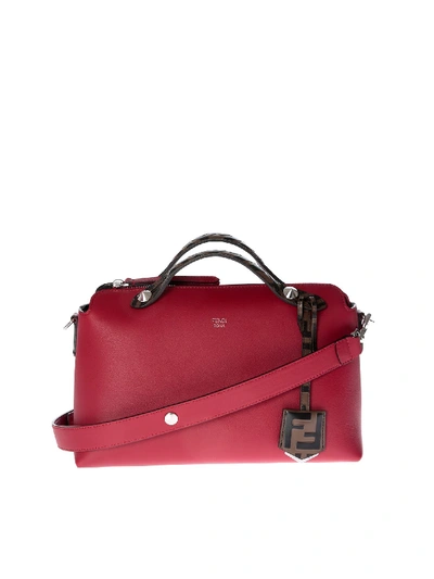 Shop Fendi Red Medium By The Way Handbag With Logo Charms