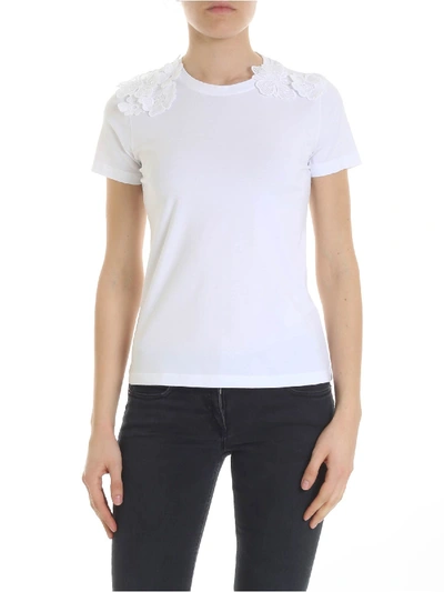 Shop Dondup White T-shirt With Macramé Details