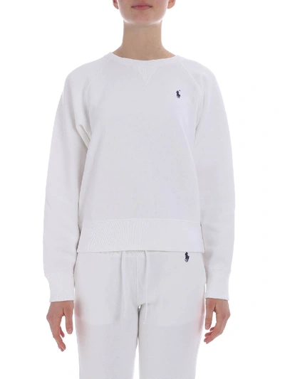 Shop Polo Ralph Lauren Sweatshirt In Pure White Cotton
