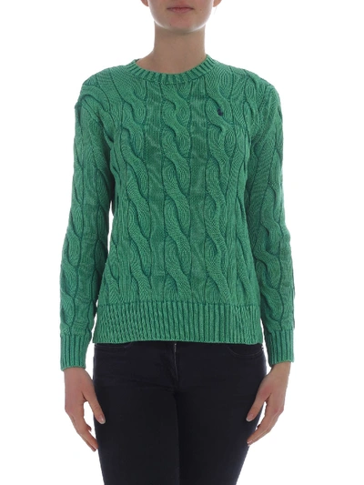 Shop Polo Ralph Lauren Green Pullover With Logo Embroidery