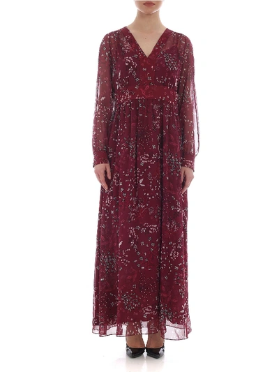 Shop Max Mara Shock Dress In Burgundy Silk Georgette In Red