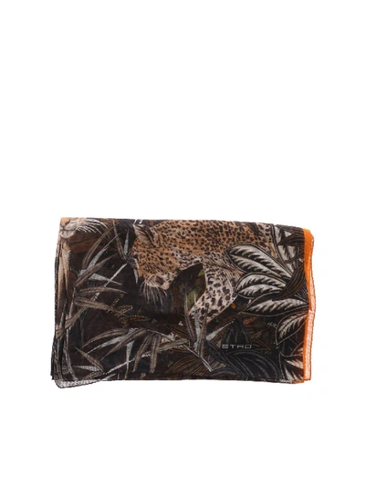 Shop Etro Scarf With Jungle Print In Multi