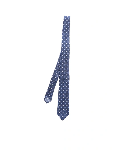 Shop Luigi Borrelli Blue Tie With White Polka Motif