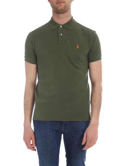Shop Polo Ralph Lauren Slim Fit Polo In Olive Green
