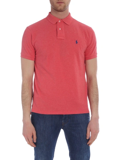 Shop Polo Ralph Lauren Coral Color Polo With Blue Logo In Red
