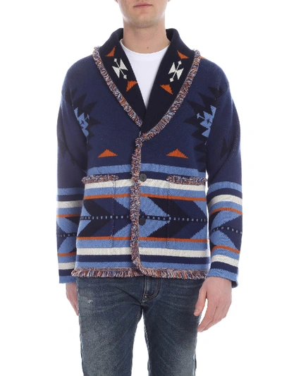 Shop Alanui Native Arrow Cardigan In Blue