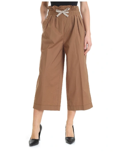 Shop Dondup Iole Trousers In Khaki Color In Brown