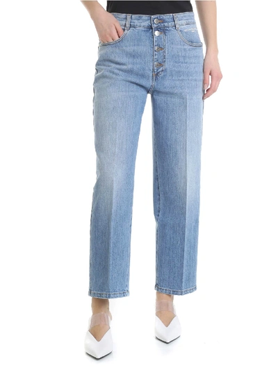 Shop Stella Mccartney Light Blue Denim Cropped Jeans