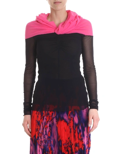 Shop Msgm Black And Pink  Tulle T-shirt