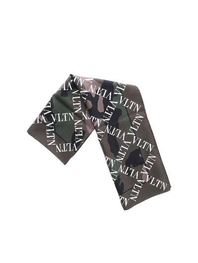 Shop Valentino Green Silk Vltn Foulard