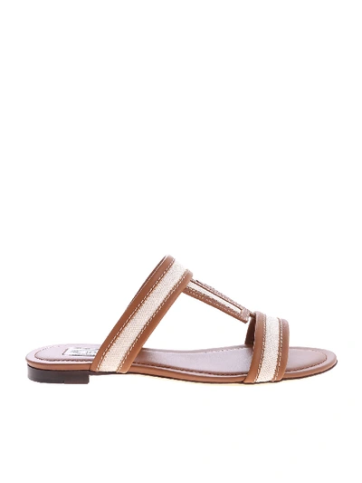 Shop Tod's Leather Sandals In Brown