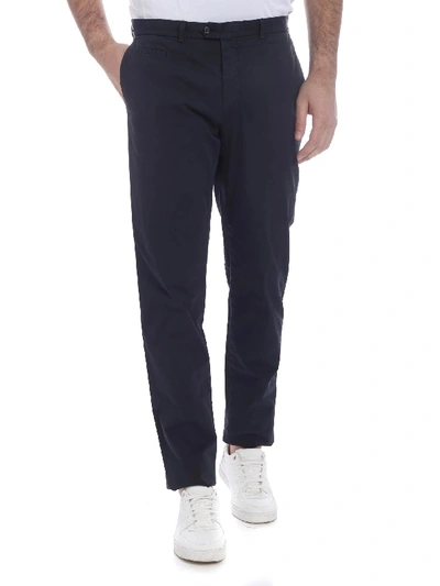 Shop Fay Stretch Cotton Trousers In Blue