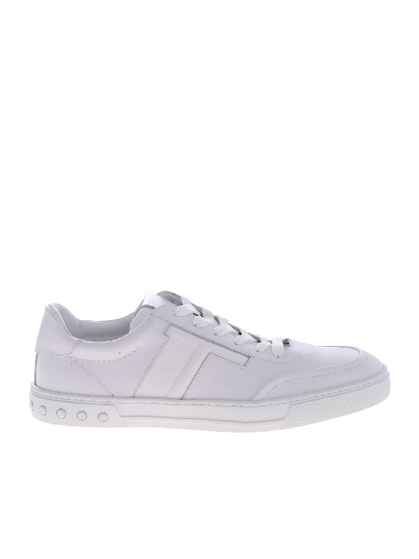 Tod's Logo-embossed Low-top Leather Trainers In B001 Bianco | ModeSens
