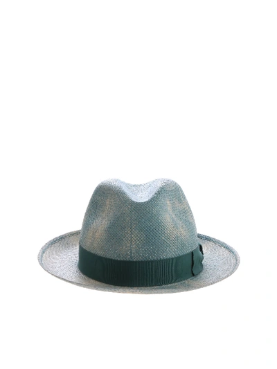 Shop Borsalino Panama Hat In Green Shades