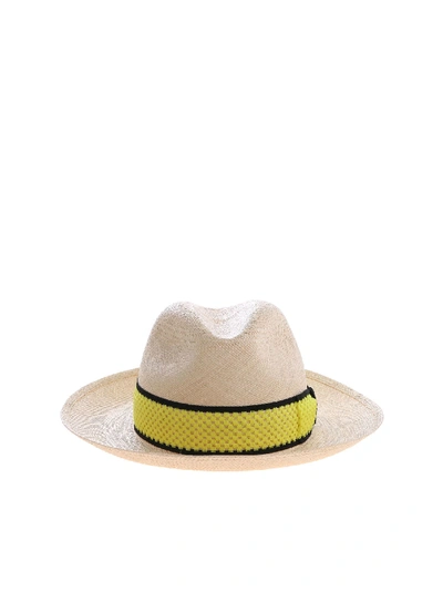 Shop Borsalino Panama Hat In Beige And Yellow