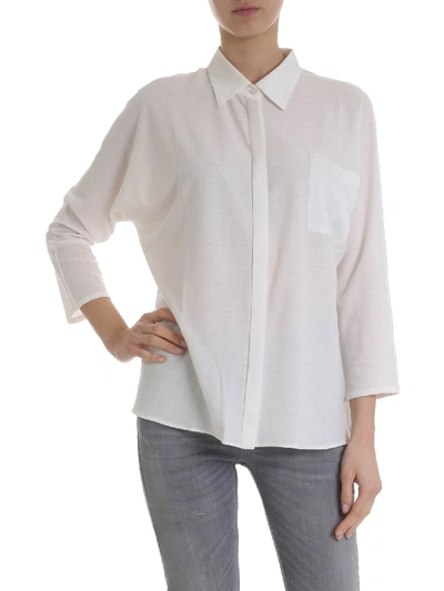 Shop Lamberto Losani Ivory Cotton And Silk Shirt In White