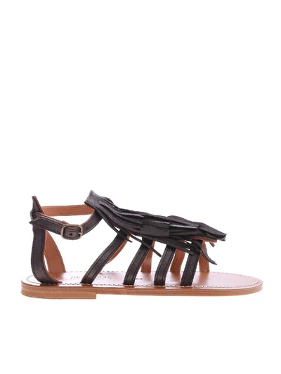 Shop Kjacques Sandals Fregate With Fringes In Grey