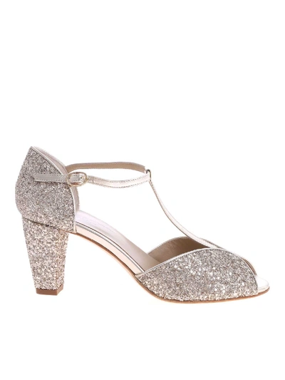 Shop Anniel Gold-colored Sandals With Glitter Inserts